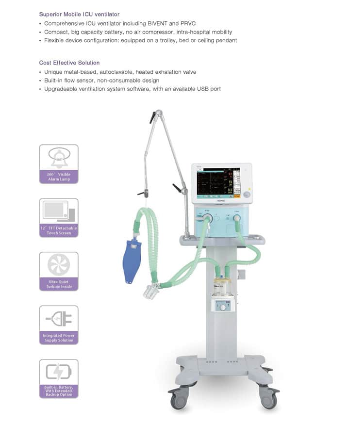 Shangrila 510S medical ventilator machine for ICU for sale